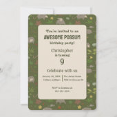 Opossums in Groene Uitnodiging van het Verjaardags (Achterkant)