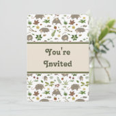 Opossums in Witte Uitnodiging van het Verjaardagsp (Staand voorkant)