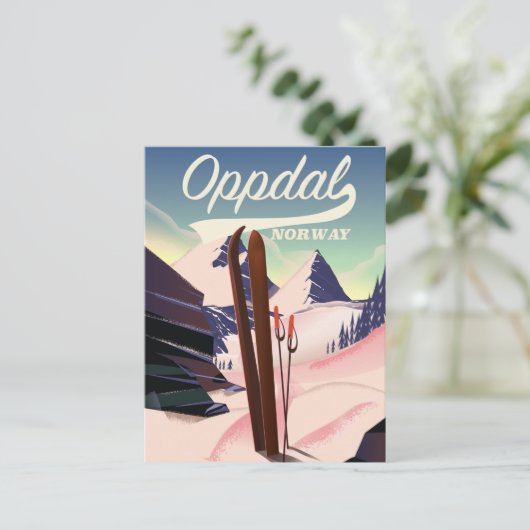 Oppdal noorwegen ski poster. briefkaart (Staand voorkant)