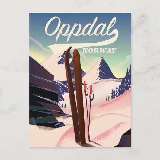 Oppdal noorwegen ski poster. briefkaart (Voorkant)