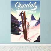 Oppdal noorwegen ski poster. canvas afdruk (Insitu (Houten vloer))