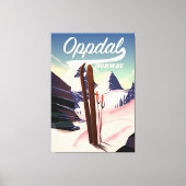 Oppdal noorwegen ski poster. canvas afdruk (Voorkant)