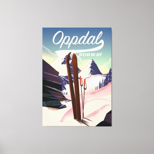 Oppdal noorwegen ski poster. canvas afdruk (Voorkant)