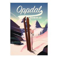 Oppdal noorwegen ski poster.