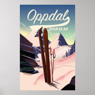 Oppdal noorwegen ski poster. poster
