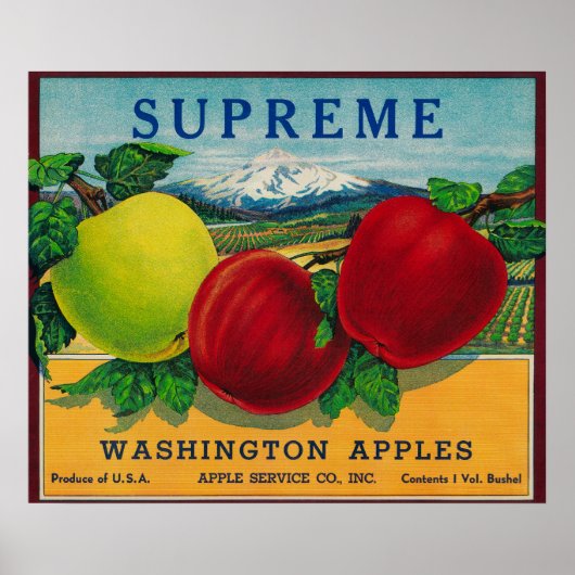 Opperste Apple Label - staat Washington Poster (Voorkant)