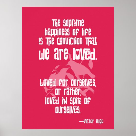 Opperste geluk. Victor Hugo Quote Poster (Voorkant)