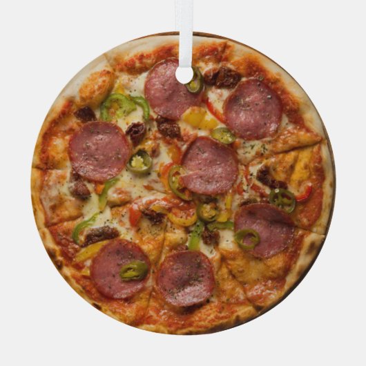 Opperste Pizza Glas Ornament (Achterkant)