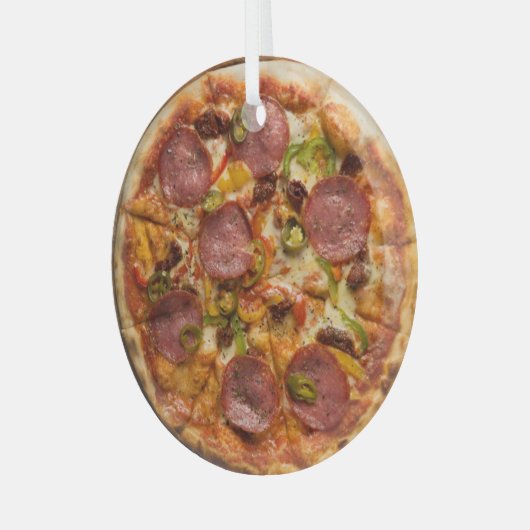 Opperste Pizza Glas Ornament (Voorkant links)
