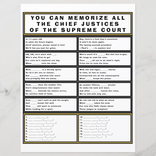 Opperste rechter van het Hooggerechtshof Fun Poem  (Achterkant)