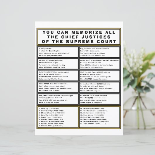 Opperste rechter van het Hooggerechtshof Fun Poem  (Staand voorkant)