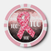 Opperste roze glitter Borstkanker Overlevingslak Poker Chips (Voorkant)