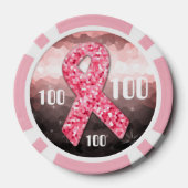 Opperste roze glitter Borstkanker Overlevingslak Poker Chips (Achterkant)
