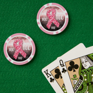 Opperste roze glitter Borstkanker Overlevingslak Poker Chips