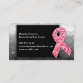 Opperste roze glitter Borstkanker Overlevingslak Visitekaartje (Achterkant)