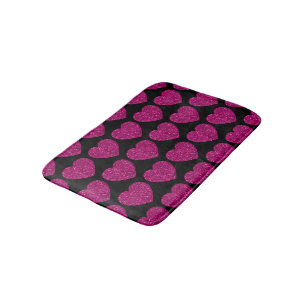 Opperste roze hartritme glitter sparkeert zwart pa badmat