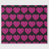 Opperste roze hartritme glitter sparkeert zwart pa cadeaupapier (Vlak)