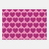 Opperste roze hartritme glitter sparkeert zwart pa inpakpapier vel (Voorkant 2)