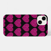 Opperste roze hartritme glitter sparkeert zwart pa iPhone hoesje (Achterkant horizontaal)