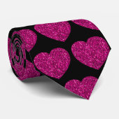 Opperste roze hartritme glitter sparkeert zwart pa stropdas (Opgerold)