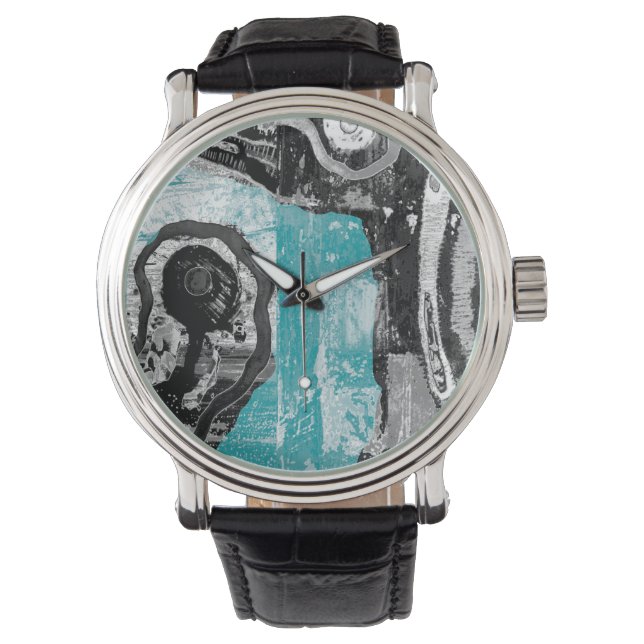 Oppervlakte Stroom – Abstracte Stroom & Structure  Horloge (Voorkant)