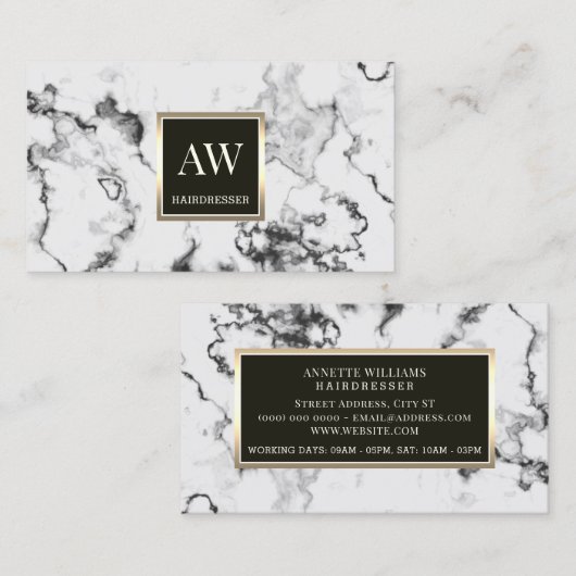 Oppervlaktestructuur van faux marble white stone visitekaartje (Voorkant / Achterkant)