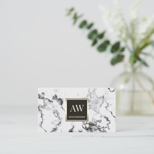 Oppervlaktestructuur van faux marble white stone visitekaartje (Staand voorkant)