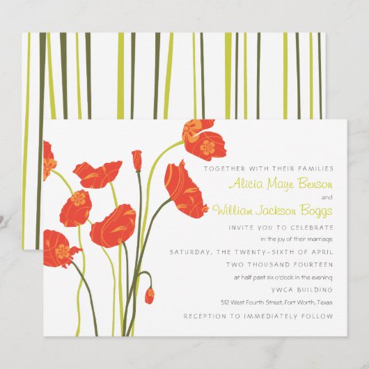 oppies horizontale uitnodigingskaart kaart (Voorkant / Achterkant)