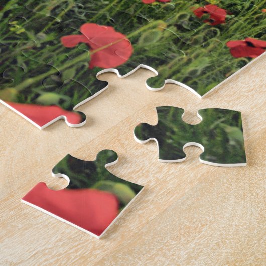 oppies op zonsondergang legpuzzel (Zijkant)