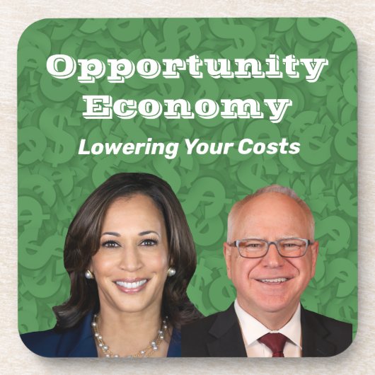 Opportunity Economy Harris Walz 2024 Bier Onderzetter (Voorkant)