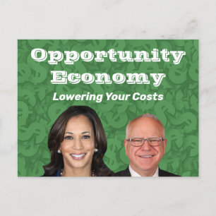 Opportunity Economy Harris Walz 2024 Briefkaart