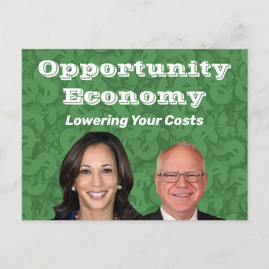 Opportunity Economy Harris Walz 2024 Briefkaart (Voorkant)