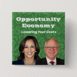 Opportunity Economy Harris Walz 2024 Vierkante Button 5,1 Cm