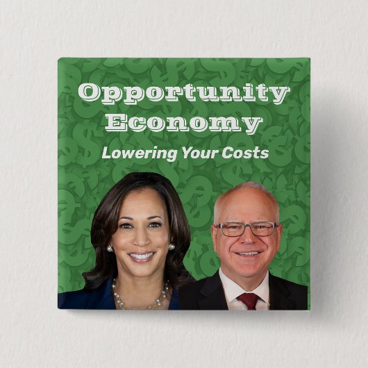 Opportunity Economy Harris Walz 2024 Vierkante Button 5,1 Cm (Voorkant)