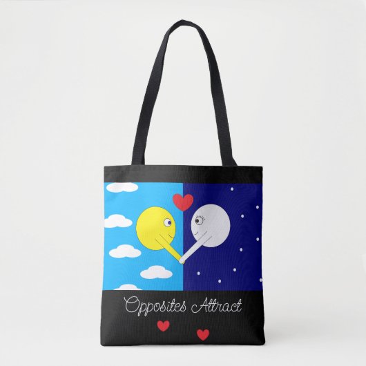 Opposites Attract: Sun & Moon in Love II Tote Bag (Voorkant)