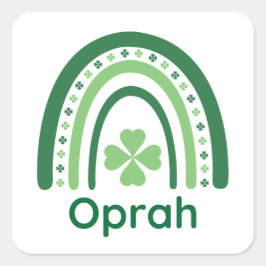 Oprah Name Clover Boho Rainbow Vierkante Sticker