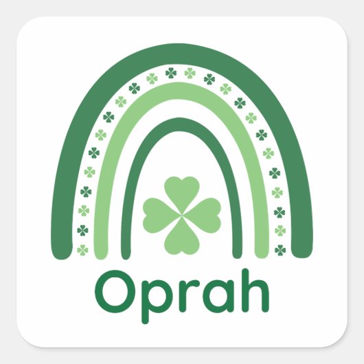 Oprah Name Clover Boho Rainbow Vierkante Sticker (Voorkant)