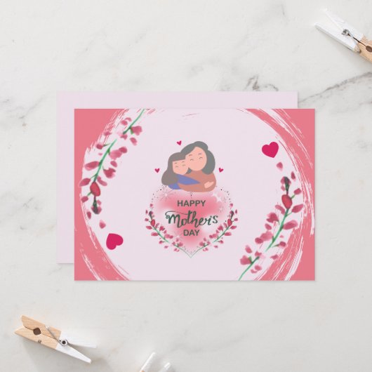 Oprechte Bloemen Moeder Illustratie moederdag Kaart (Voorkant / Achterkant in situ)