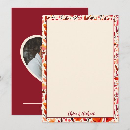 Oprechte Blooms Flat Thank You Card Bedankkaart (Voorkant / Achterkant)