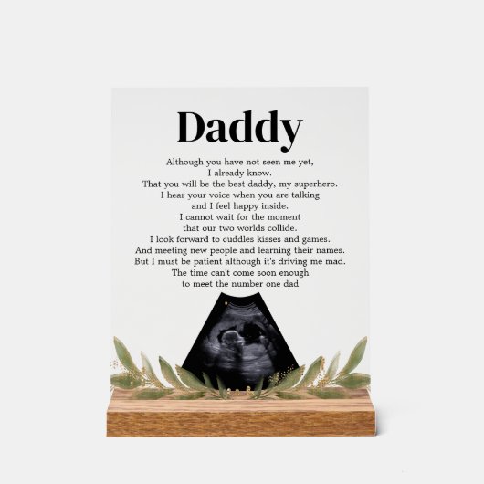 Oprechte Bump Gedicht voor Daddy Ultrasonography Acryl Bord (Voorkant)