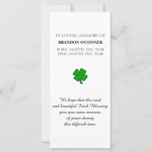oprechte condoleances Irish Blessing Sympathy Card (Achterkant)