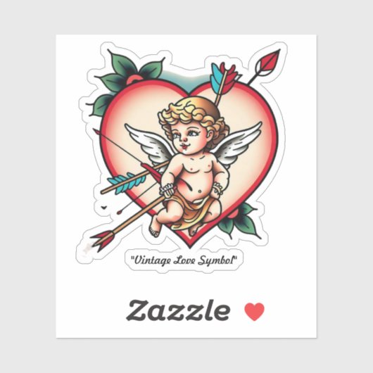 Oprechte Cupido en Pijl Inkt Sticker (Vel)