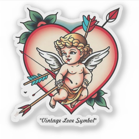 Oprechte Cupido en Pijl Inkt Sticker (Voorkant)