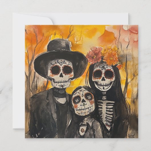 Oprechte familie Dia de los Muertos Uitnodiging (Voorkant)