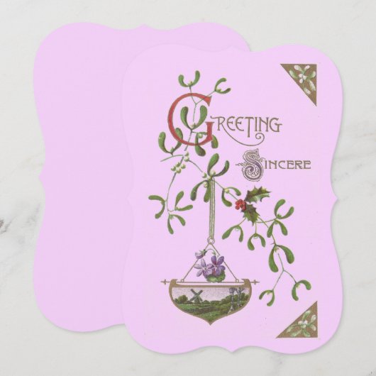 "Oprechte groet" Vintage blanco Kaart (Voorkant / Achterkant)