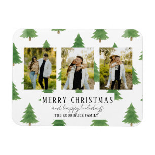 Oprechte Kerst Watercolor Bomen Magneet