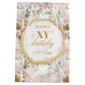 Oprechte Lichtroze Boho Gouden Verjaardag Gift Bag Medium Cadeauzakje (Achterkant)