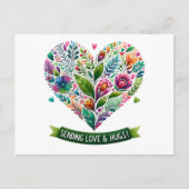 Oprechte liefde sturen en knuffels bloemenhart briefkaart (Voorkant)