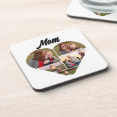 Oprechte moeder Gift Hart Vorm Fotocollage Bier Onderzetter (Linkerzijde)