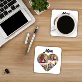 Oprechte moeder Gift Hart Vorm Fotocollage Bier Onderzetter